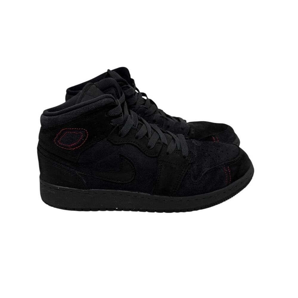 Nike Air Jordan Jordan 1 Mid SE Craft Dark Smoke Black Red Sneakers Size Youth 5